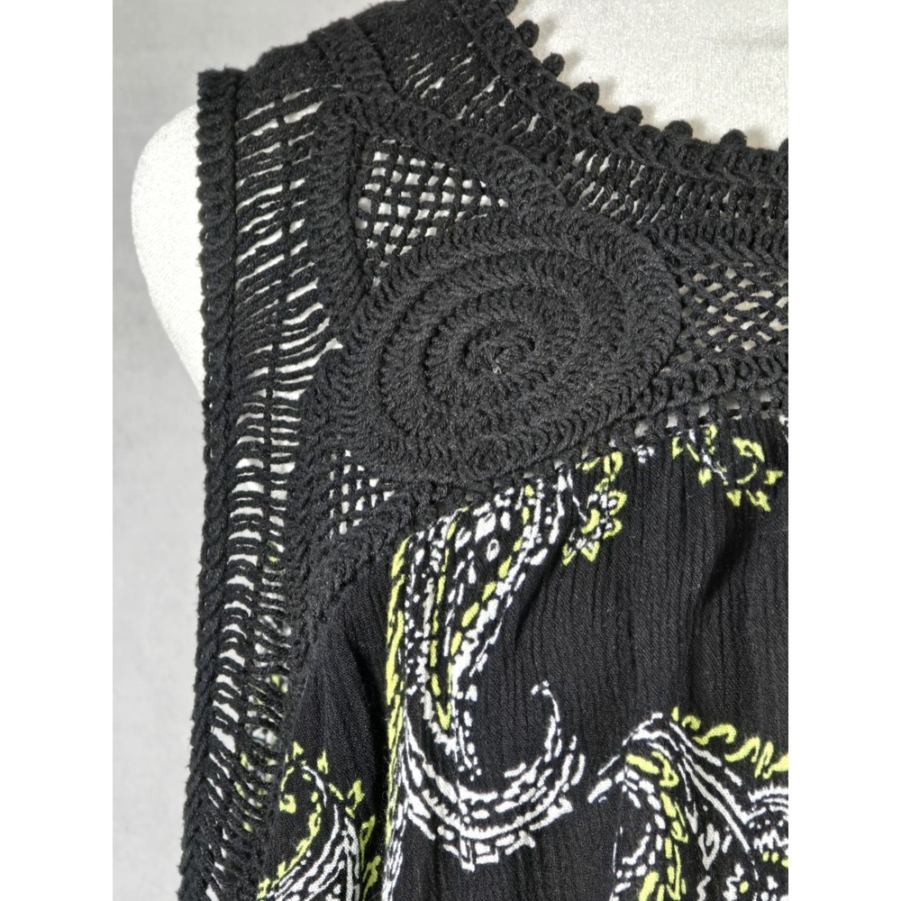 Cato Womens Tank Top Size 22/24W Crocheted Yoke Sleeveless Paisley Peasant Boho - Picture 7 of 15